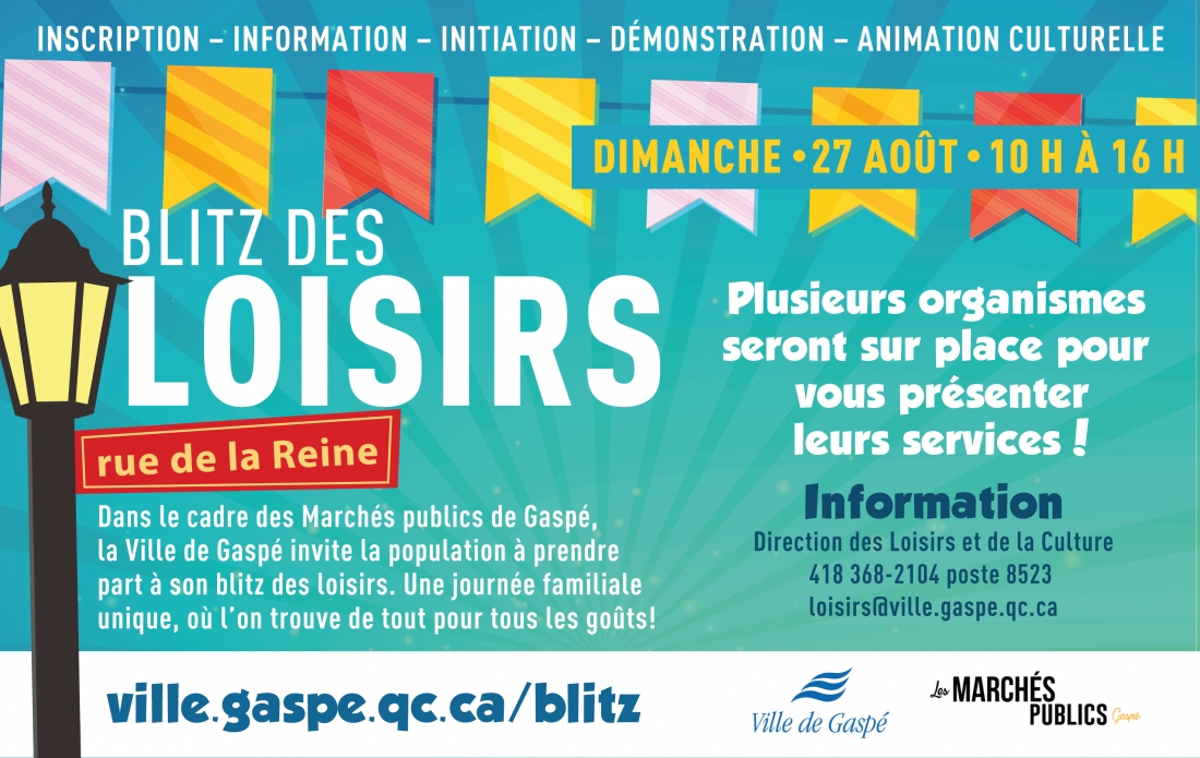 La Ville de Gaspé s’associe avec les Marchés publics de Gaspé pour son blitz des loisirs!