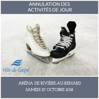 Annulation des activités de jour - Aréna de Rivière-au-Renard